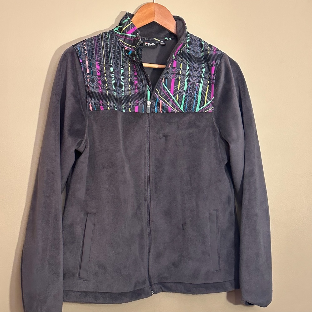 Fila Womens Retro Neon Zip-up Fleece Sweatshirt - size M